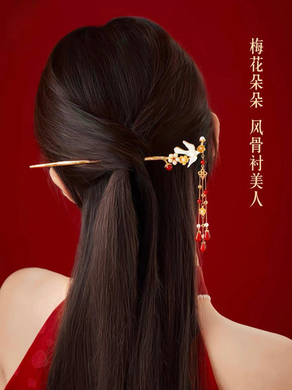 Joy on the Plum Branch Tassel Hairpin