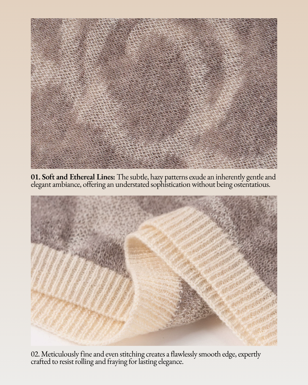 Camellia Season Jacquard Knit Wool Shawl / Scarf