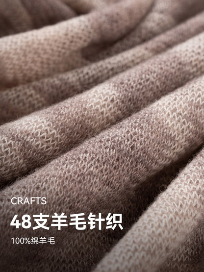 Camellia Season Jacquard Knit Wool Shawl / Scarf