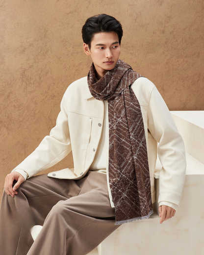 Classic Check Men's Brushed Mulberry Silk Scarf