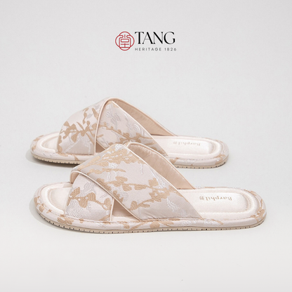 Cloud Vine Jacquard Satin Women Indoor Slipper