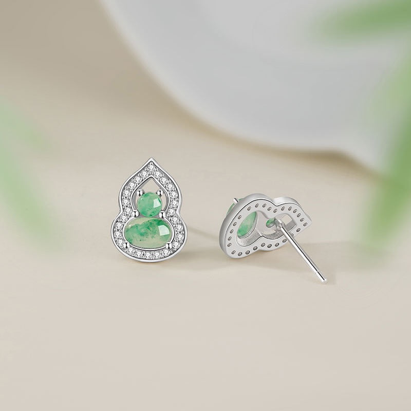 Mountain Mist African Jade Halo Gourd Earrings