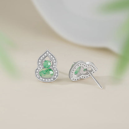Mountain Mist African Jade Halo Gourd Earrings
