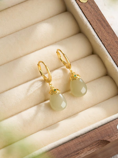 Seraphine Jade Teardrop Huggie Earrings