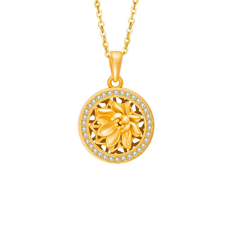 Twelve Flower Goddesses Spinning Medallion Necklace