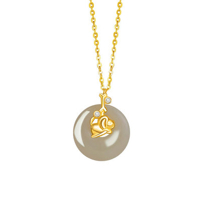 Fire Goat 2027 Jade Peace Buckle Necklace