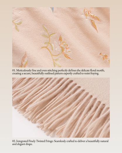 Dancing Butterflies Bead-Embroidered Wool Scarf / Shawl
