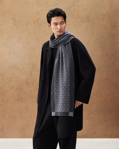 Diamond Shadow Men's Jacquard Knit Wool Scarf