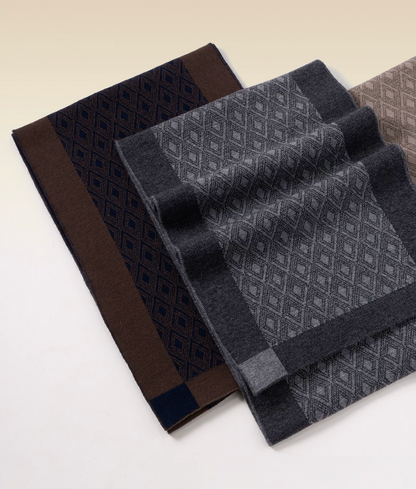 Diamond Shadow Men's Jacquard Knit Wool Scarf