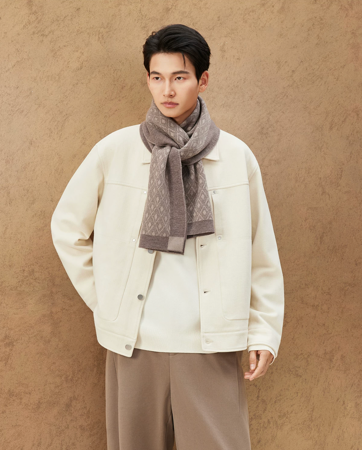 Diamond Shadow Men's Jacquard Knit Wool Scarf
