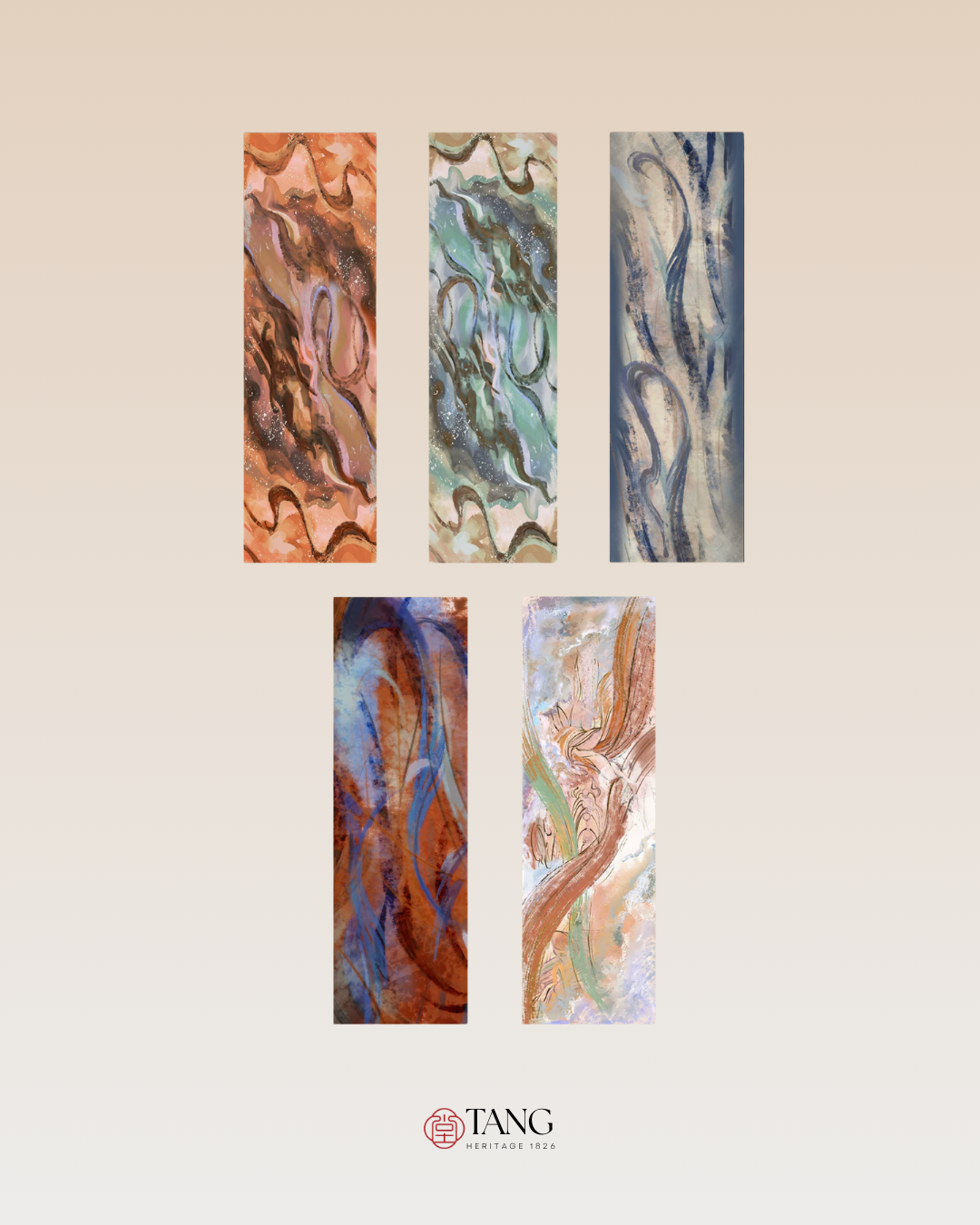 Dunhuang Five Elements Printed Mulberry Silk Shawl / Scarf