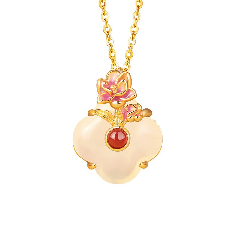 Twelve Flower Goddesses Jade & Agate Necklace