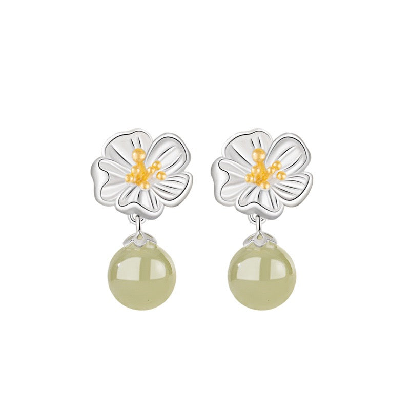 Twelve Flower Goddesses Hetian Jade Drop Earrings