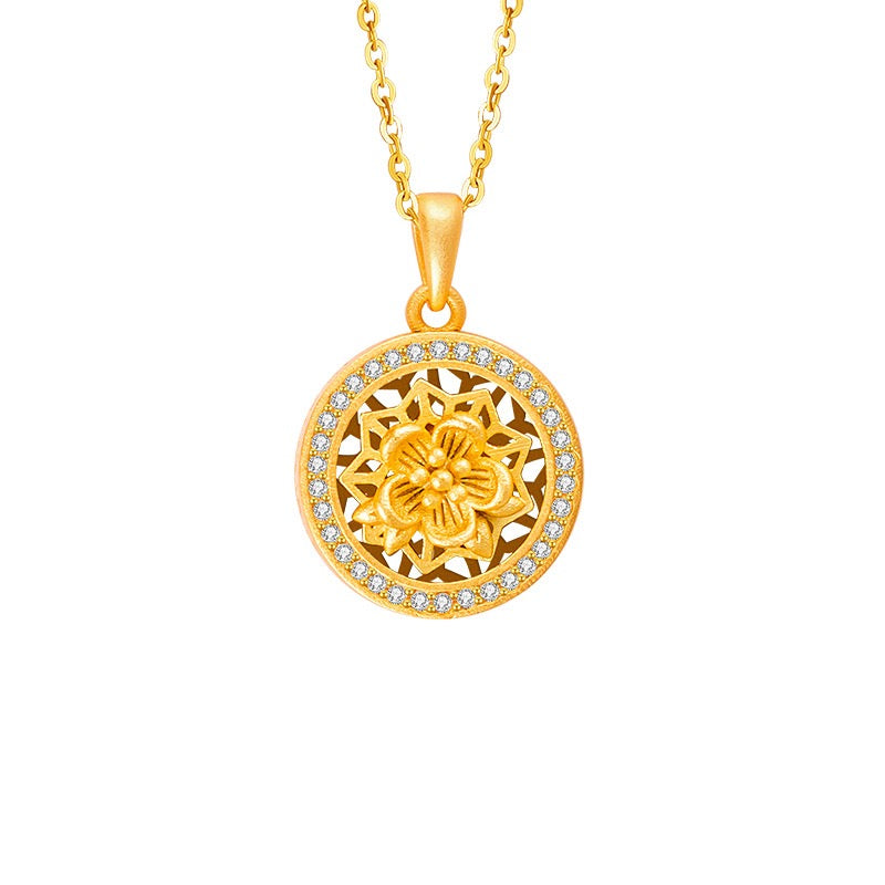 Twelve Flower Goddesses Spinning Medallion Necklace