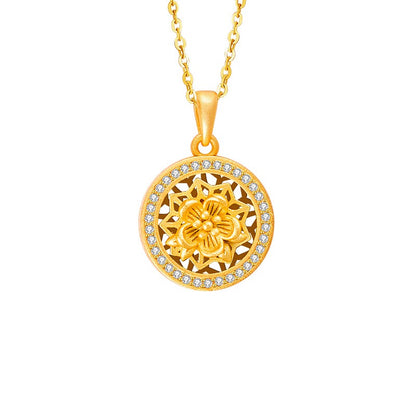 Twelve Flower Goddesses Spinning Medallion Necklace