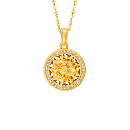 Twelve Flower Goddesses Spinning Medallion Necklace
