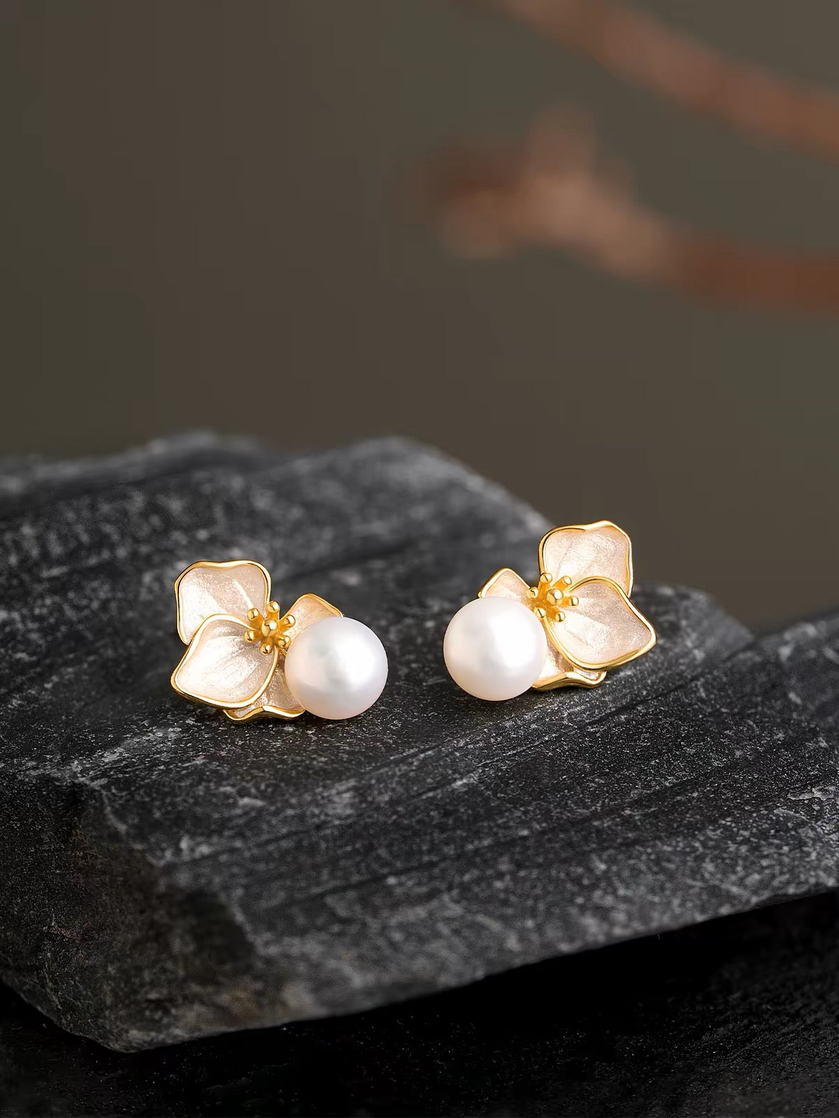 Odette Mother-of-Pearl Orchid Stud Earrings