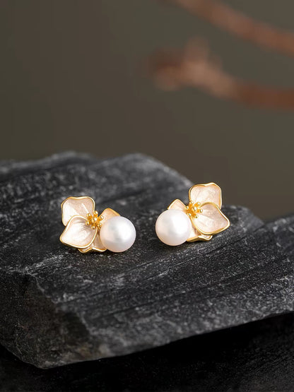 Odette Mother-of-Pearl Orchid Stud Earrings