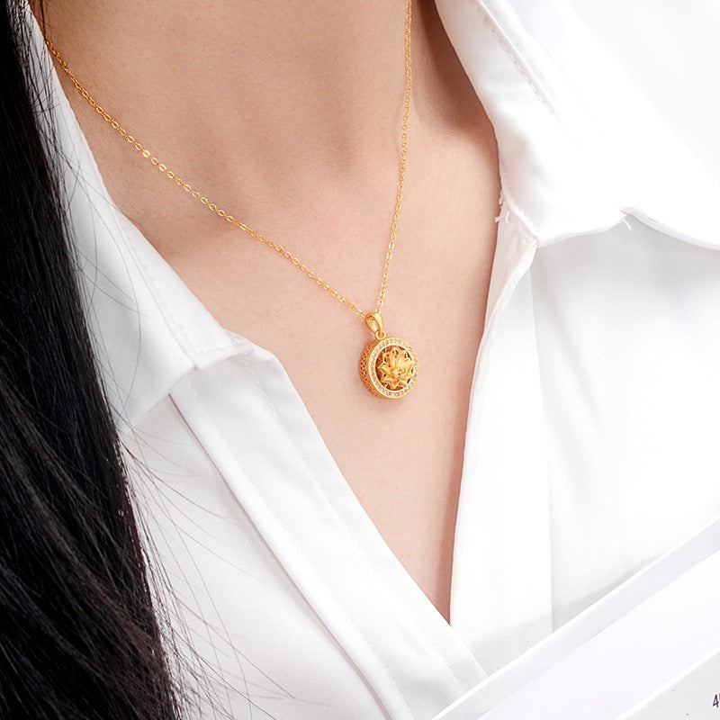 Twelve Flower Goddesses Spinning Medallion Necklace