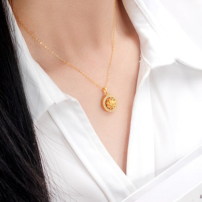 Twelve Flower Goddesses Spinning Medallion Necklace