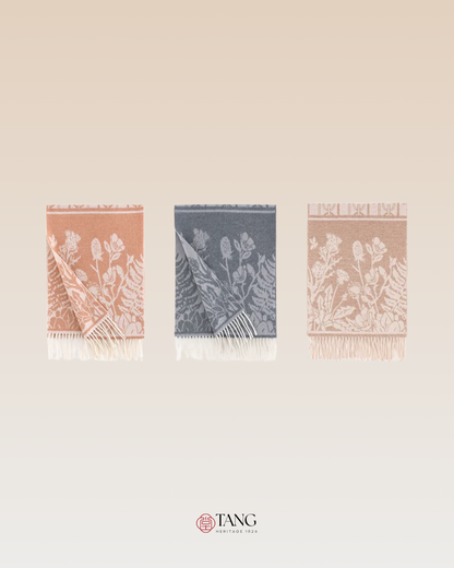 Falling Blossoms Reversible Wool Scarf