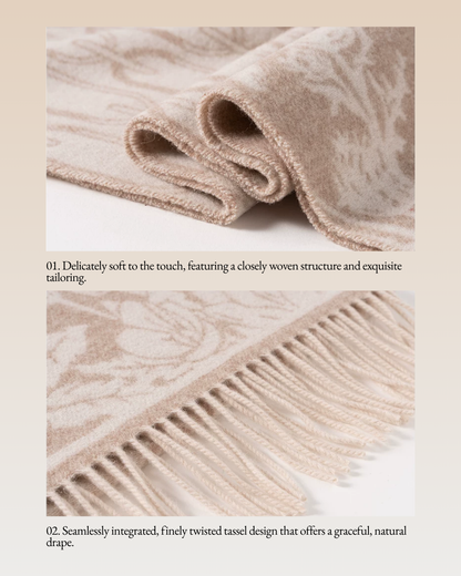 Falling Blossoms Reversible Wool Scarf