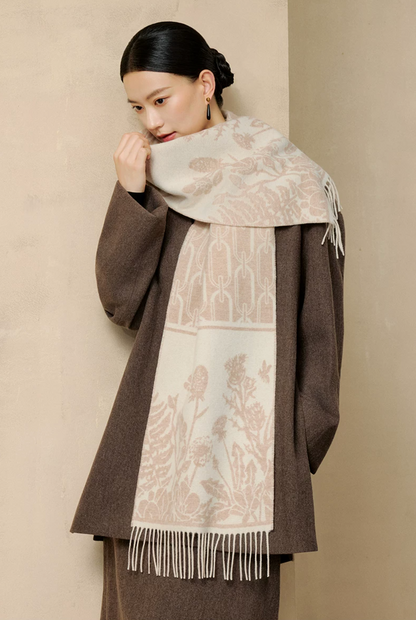 Falling Blossoms Reversible Wool Scarf