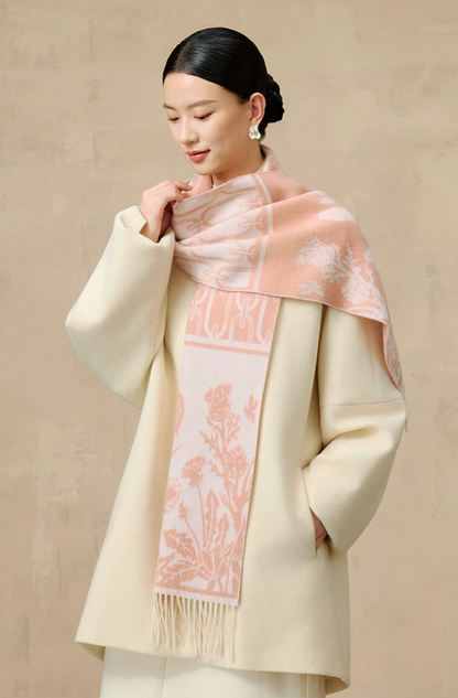 Falling Blossoms Reversible Wool Scarf