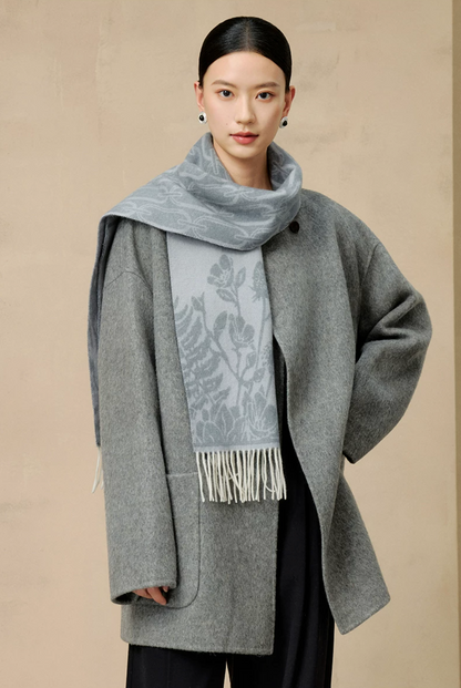 Falling Blossoms Reversible Wool Scarf