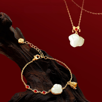 Fire Goat 2027 Auspicious Jade Goat Ruyi Jewellery Set