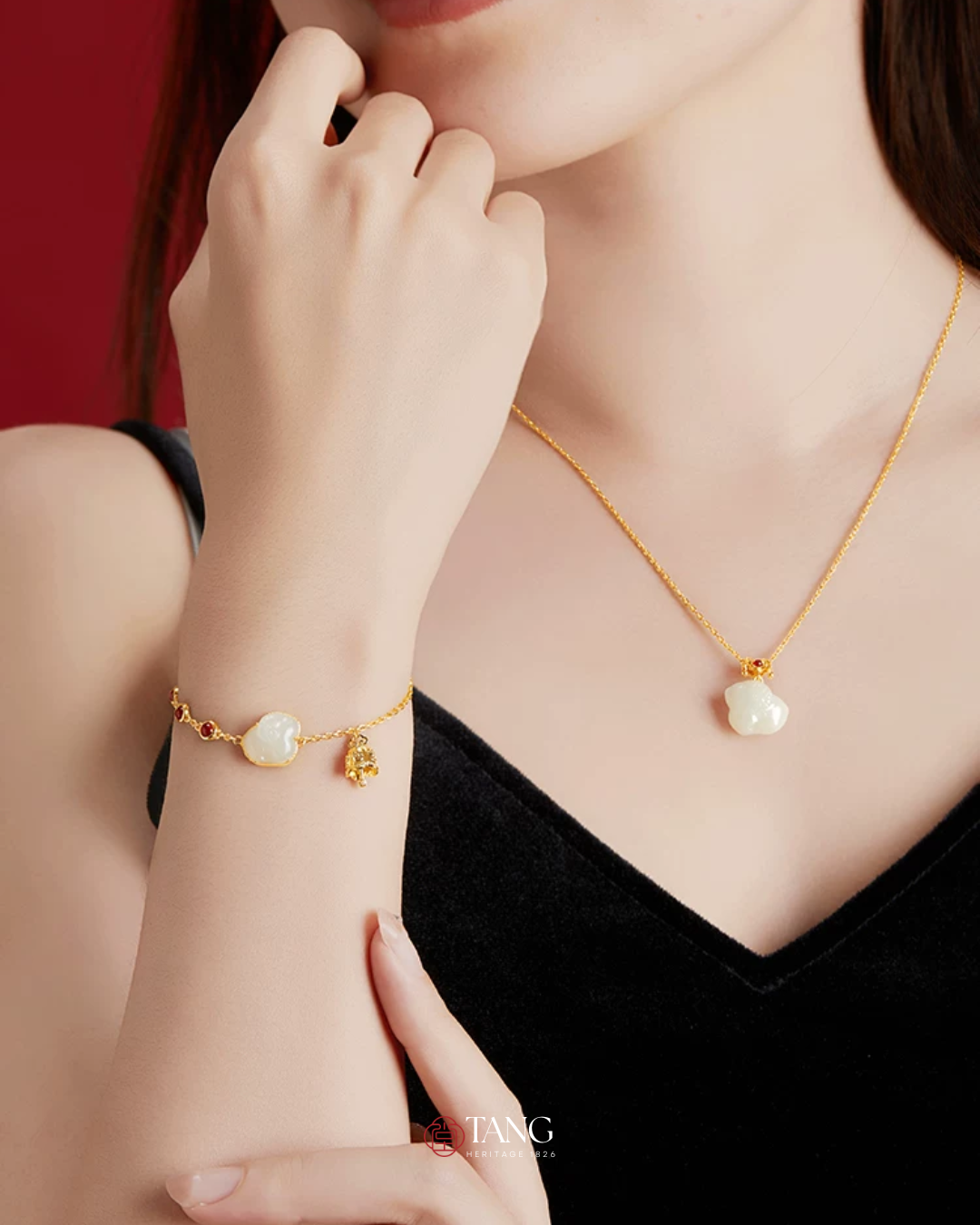 Fire Goat 2027 Auspicious Jade Goat Ruyi Jewellery Set
