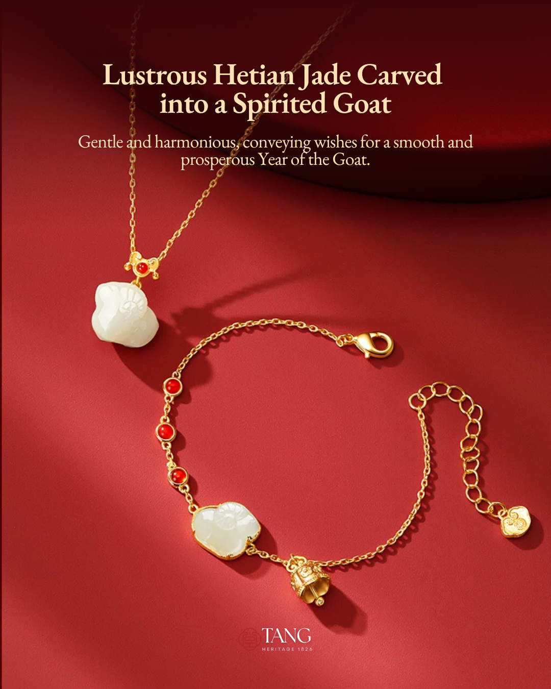 Fire Goat 2027 Auspicious Jade Goat Ruyi Jewellery Set
