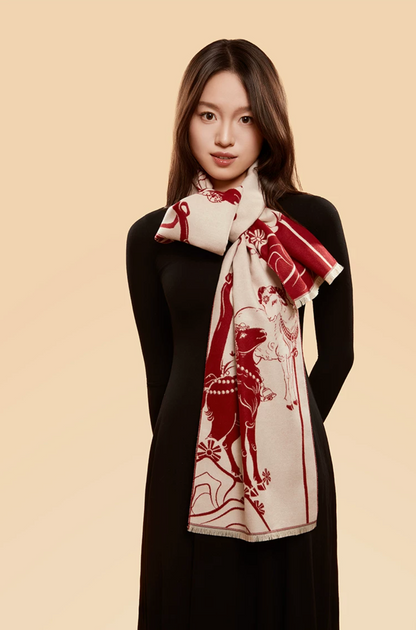 Fire Goat 2027 Three Goats Fortune Mulberry Silk Scarf