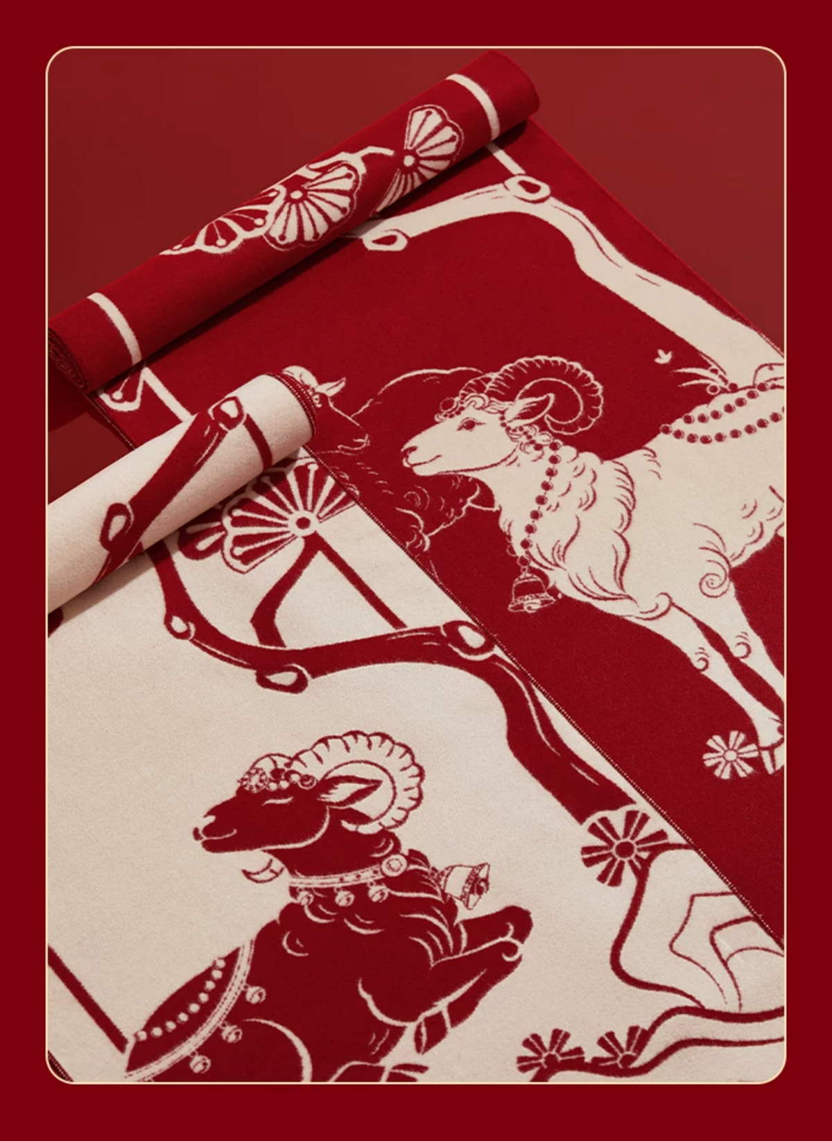 Fire Goat 2027 Three Goats Fortune Mulberry Silk Scarf