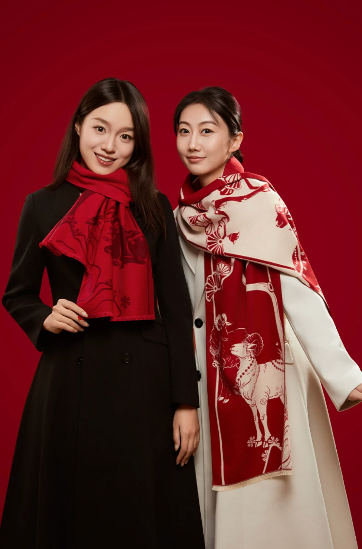 Fire Goat 2027 Three Goats Fortune Mulberry Silk Scarf