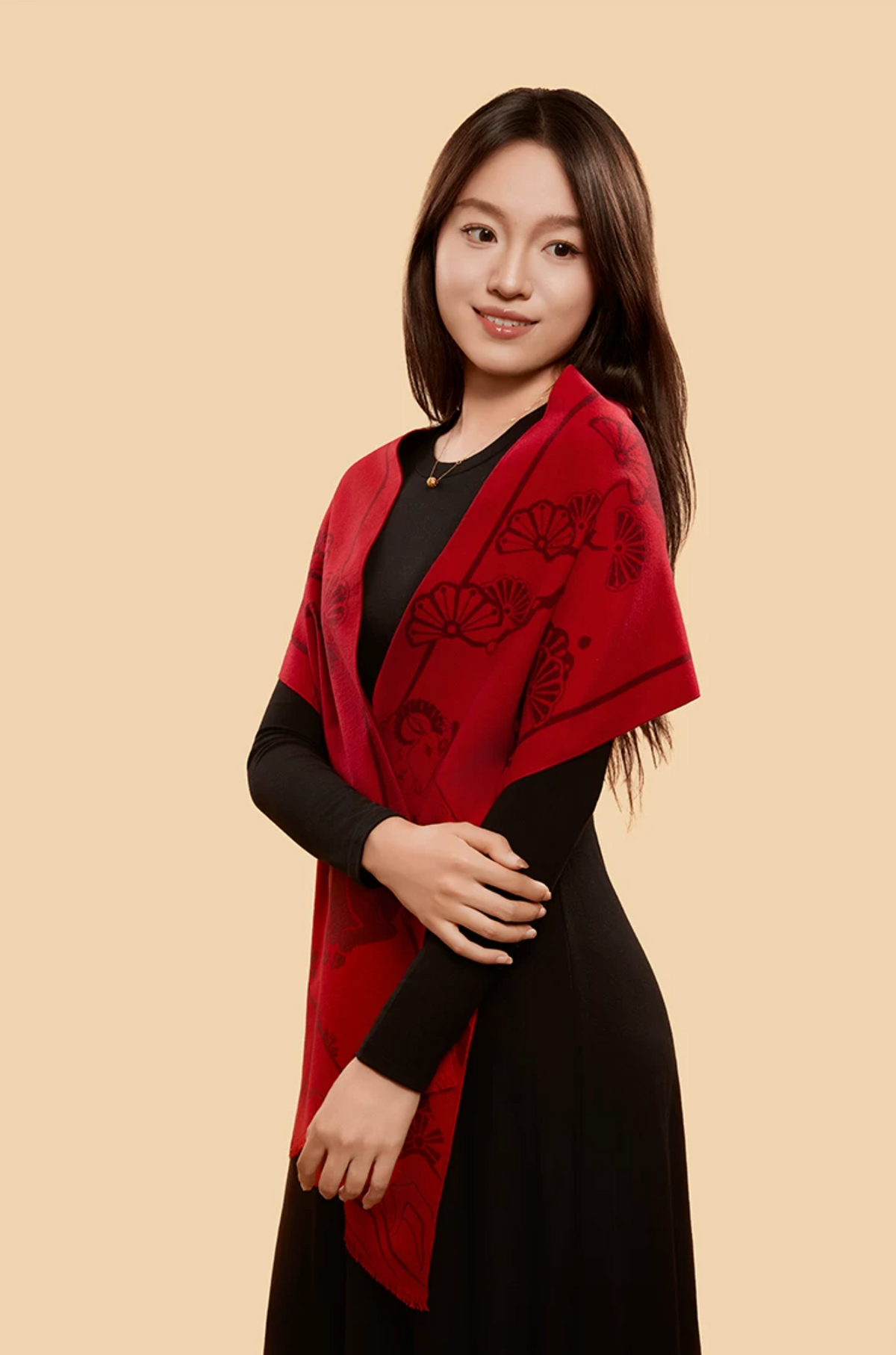 Fire Goat 2027 Three Goats Fortune Mulberry Silk Scarf