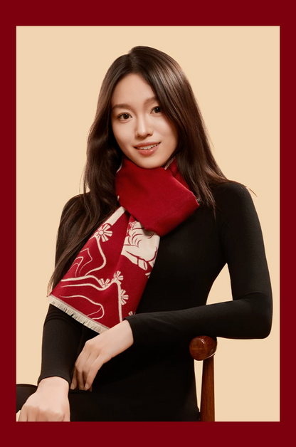 Fire Goat 2027 Three Goats Fortune Mulberry Silk Scarf