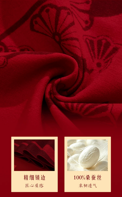 Fire Goat 2027 Three Goats Fortune Mulberry Silk Scarf