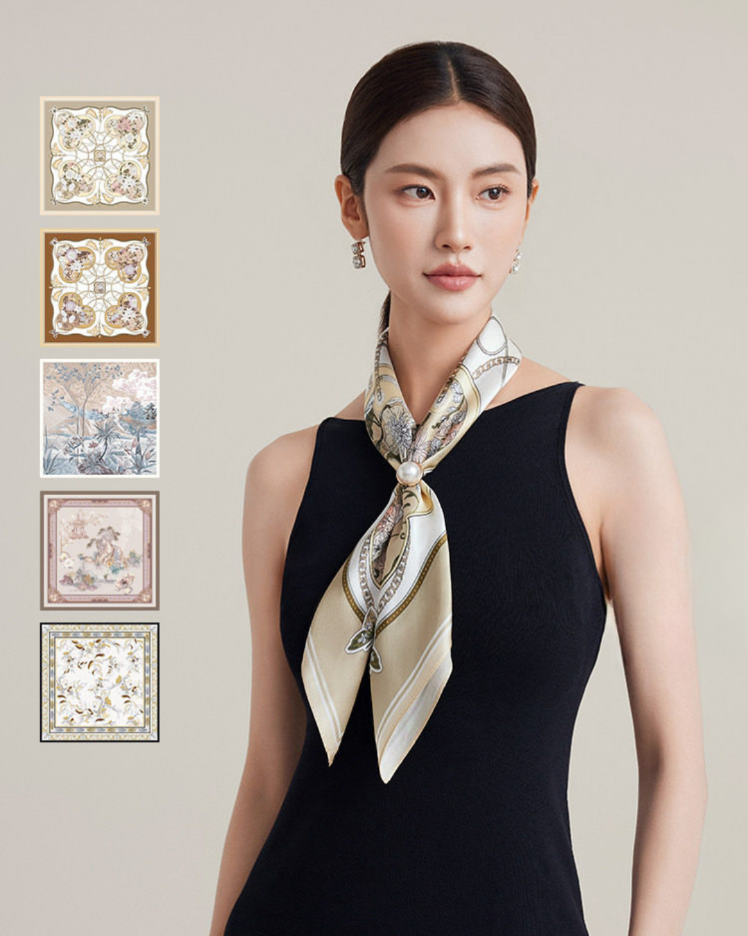 Garden Vignettes Printed Mulberry Silk Square Scarf