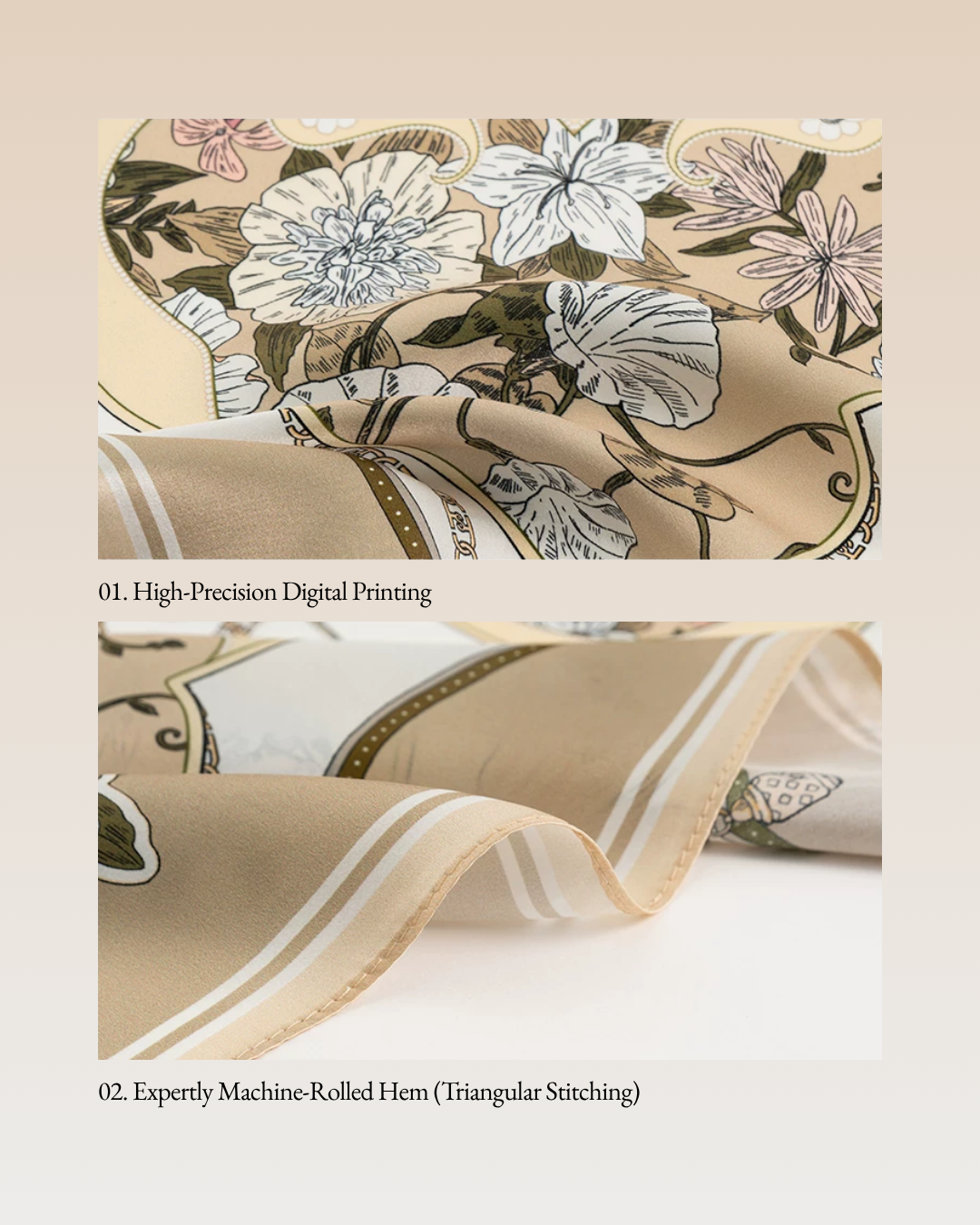Garden Vignettes Printed Mulberry Silk Square Scarf