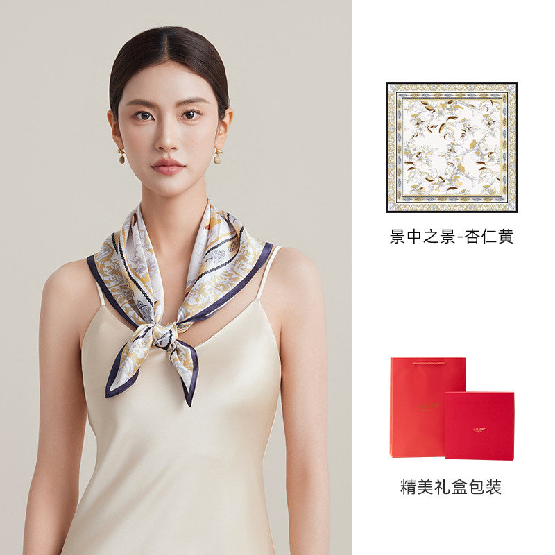 Garden Vignettes Printed Mulberry Silk Square Scarf