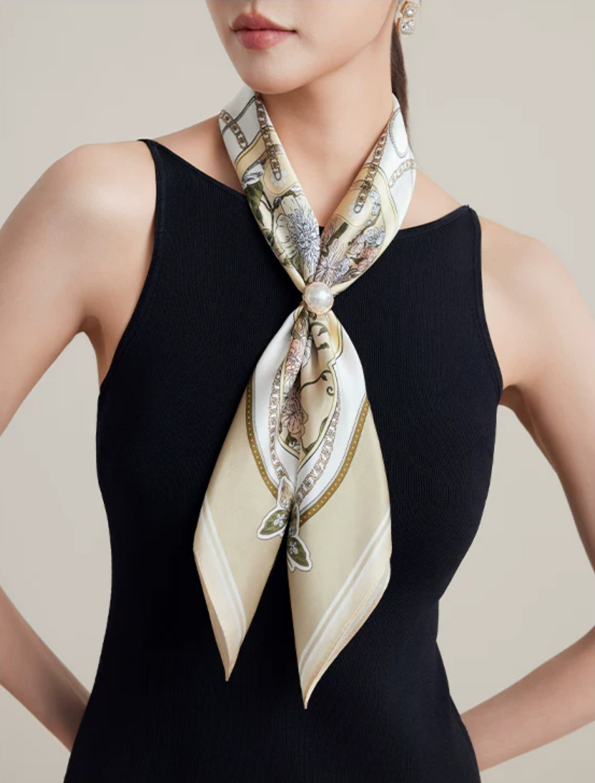 Garden Vignettes Printed Mulberry Silk Square Scarf