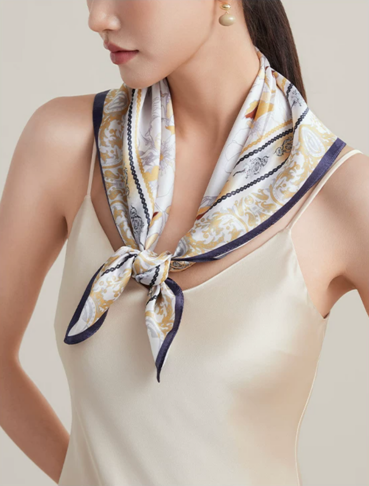 Garden Vignettes Printed Mulberry Silk Square Scarf