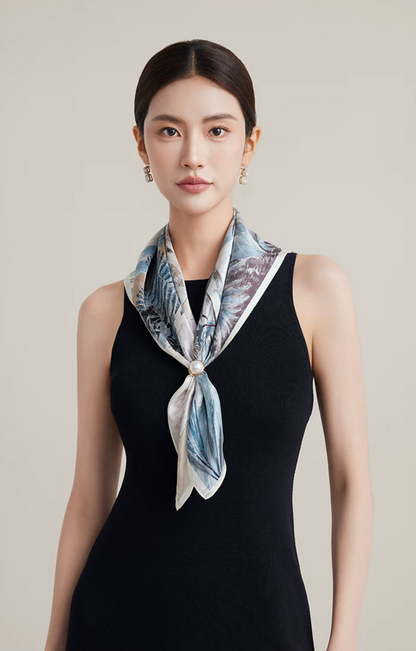 Garden Vignettes Printed Mulberry Silk Square Scarf