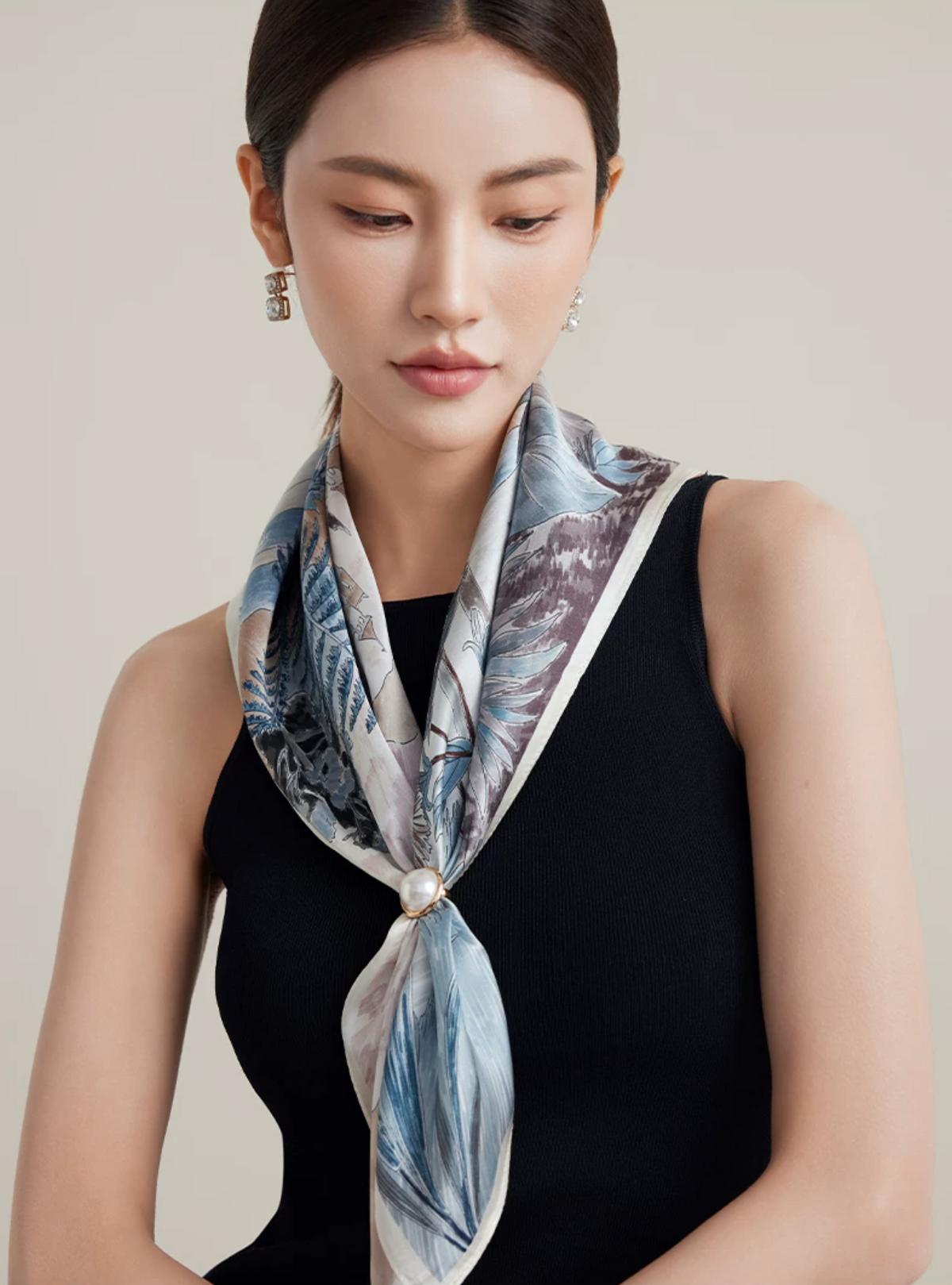 Garden Vignettes Printed Mulberry Silk Square Scarf