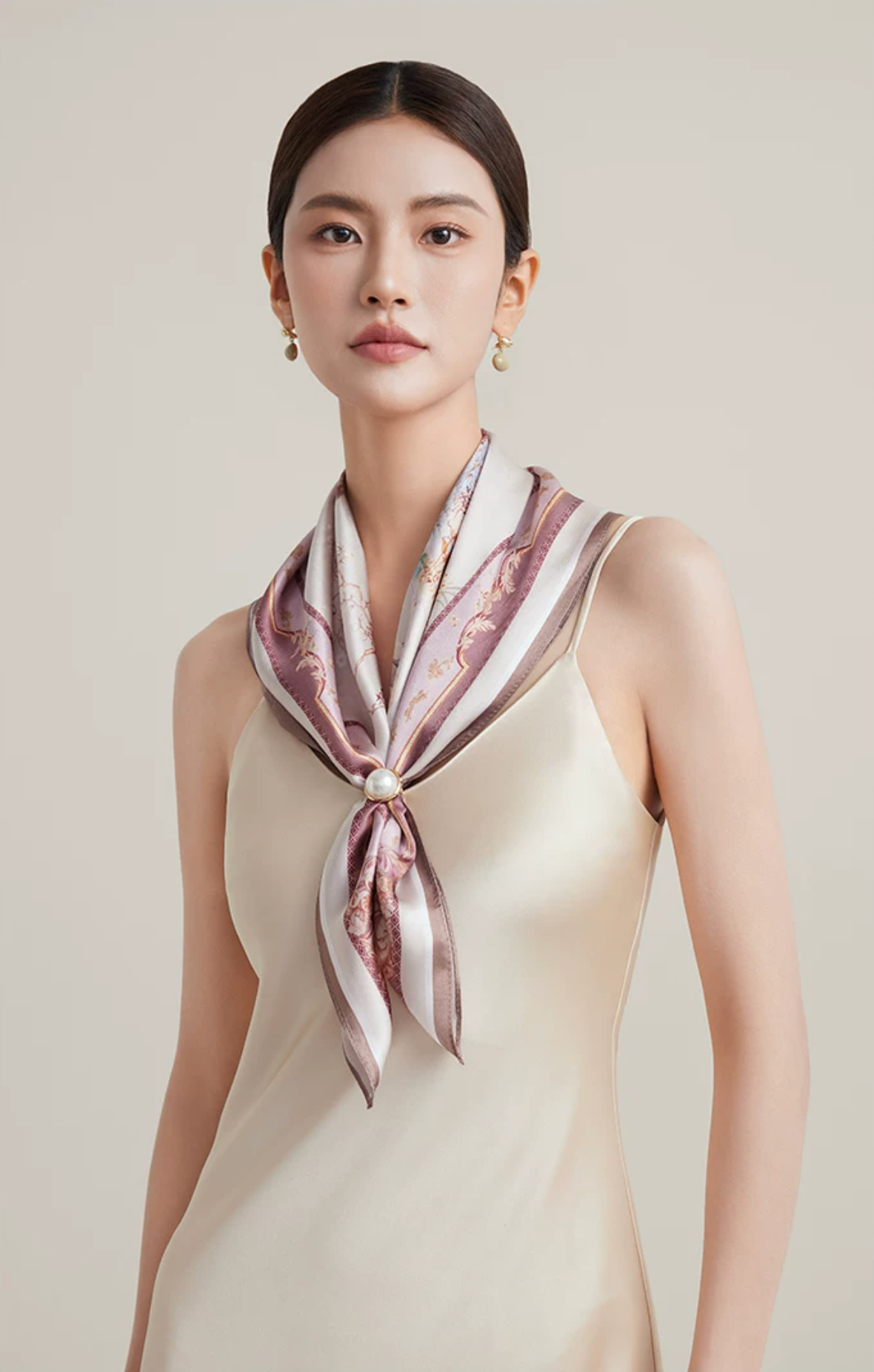 Garden Vignettes Printed Mulberry Silk Square Scarf