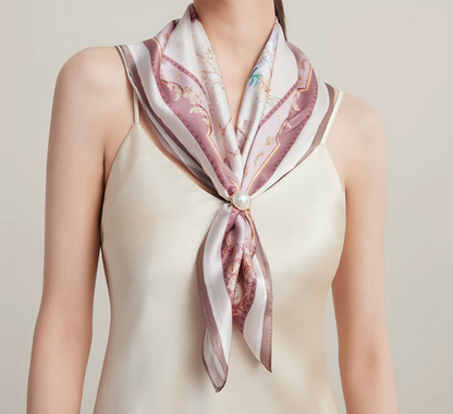 Garden Vignettes Printed Mulberry Silk Square Scarf