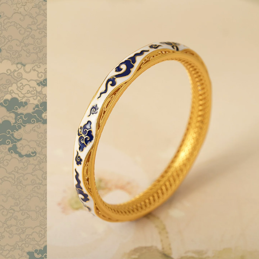 Gold Vermeil Auspicious Cloud Bangle