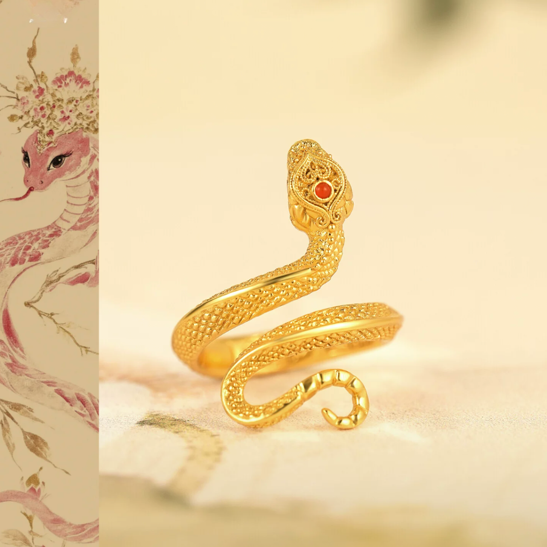 Gold Vermeil Auspicious Snake Ring