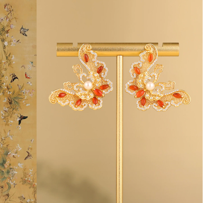 Gold Vermeil Butterfly Dance Pearl Earrings